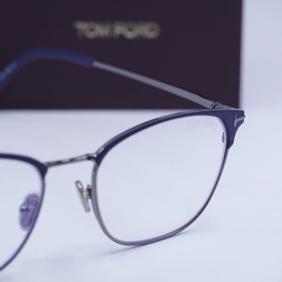 Tom Ford FT5750-B 091 Square Eyeglasses 54mm - Blue/Ruthenium/Blue Light Block - Picture 7 of 9